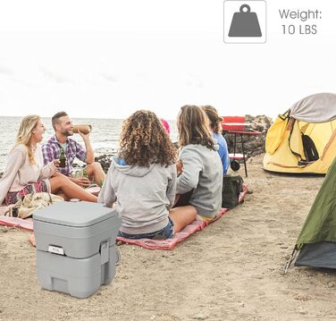 Туалет для кемпінгу DREAMADE 20L з баками для брудної та чистої води, мобільний туалет для дому, кемпінгу, трекінгу, до 200 кг, з промиванням