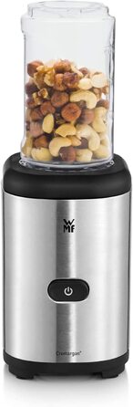 Блендер WMF Kult X Mix & Go Mini - електричний шейкер з пляшкою 600 мл, срібно-чорний, комплект аксесуарів 3 шт.