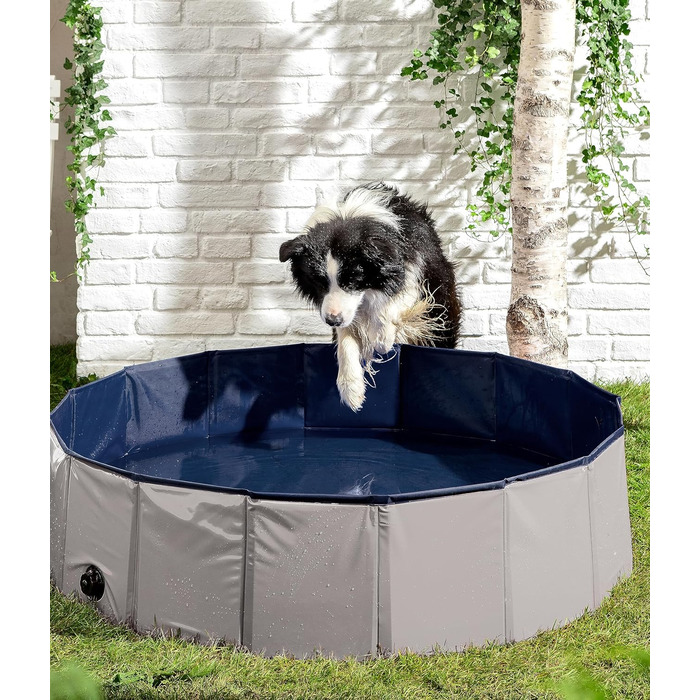 Басейн для собак Water Fun, Ø 120 см, висота 30 см, пластик, сірий/синій Немає подробиць