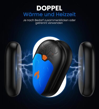 Електричні грілки для рук, 2 шт. з підзарядкою, 24 години тепла, 3 режими нагріву, портативні для жінок, чоловіків та пацієнтів з синдромом Рейно (блакитні)