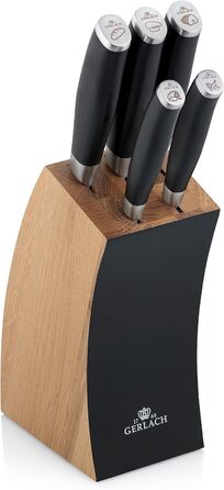 Набір кухонних ножів Gerlach Deco Black (5 шт.) з нержавіючої сталі в дерев'яному блоці