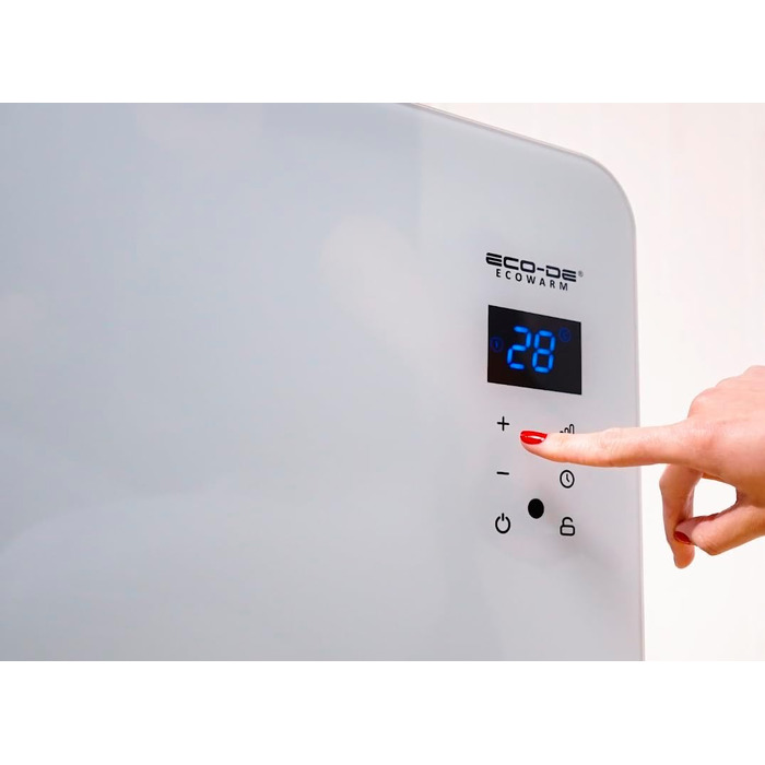 Електричний конвектор ECODE® з настінним кріпленням та пультом керування, термостатом, 1500W, керування через додаток, панель опалення з ніжками