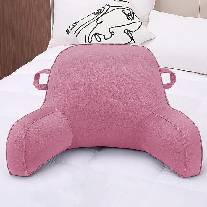 Лежак-подушка для читання, м'який лежак з підлокітниками для дорослих та дітей, рожевий