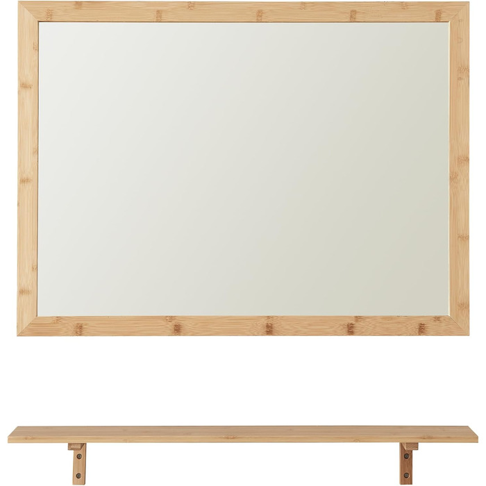 Дзеркало для ванної кімнати з полицею [en.casa] Boksereys, 80 x 60 см, бамбуковий каркас, набір