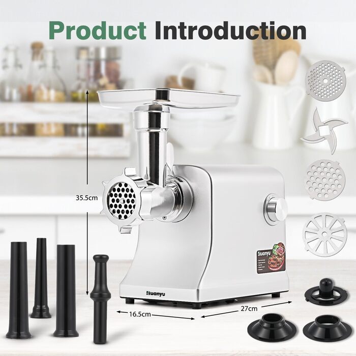 Електрична м'ясоподрібнювач Huanyu 2800W з насадкою для ковбас - багатофункціональна кухонна машина для дому та професійного використання