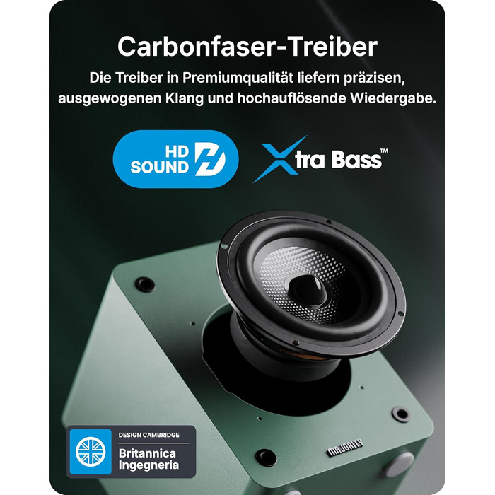 Активні колонки Majority D50X 60W 2.0 для ПК та HiFi: Bluetooth 5.3, HDMI ARC, AUX, вуглецевий диффузор, колір зелений