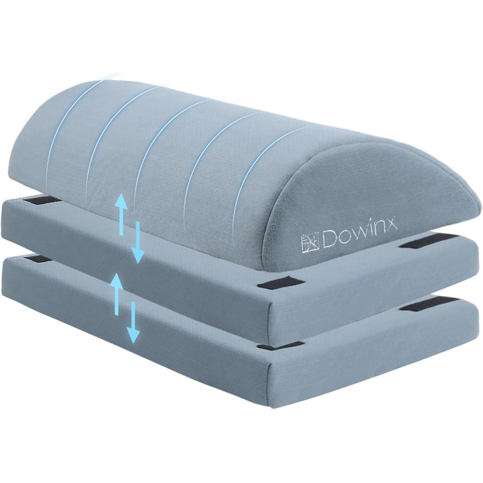 Підставка для ніг під стіл Dowinx, регульована по висоті, знімний чохол, зручна для офісу, авто, дому (3 шари, блакитна)
