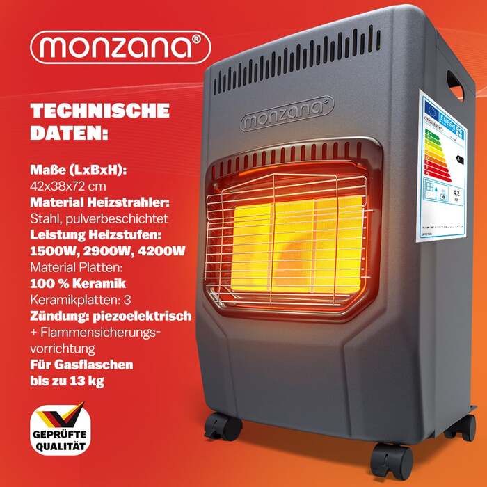Газовий обігрівач чорний 72x38x42см 4200W