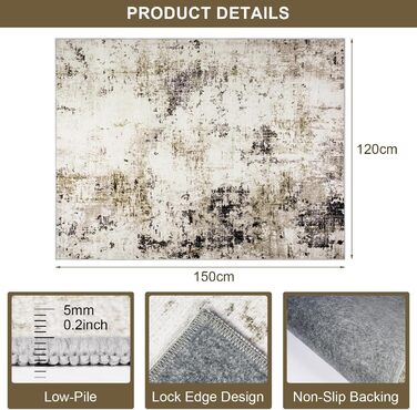 Килимок для підлоги під стілець для твердої підлоги Бохо, килимок для столу, килимок для офісного крісла (120x150 см, Тауп)