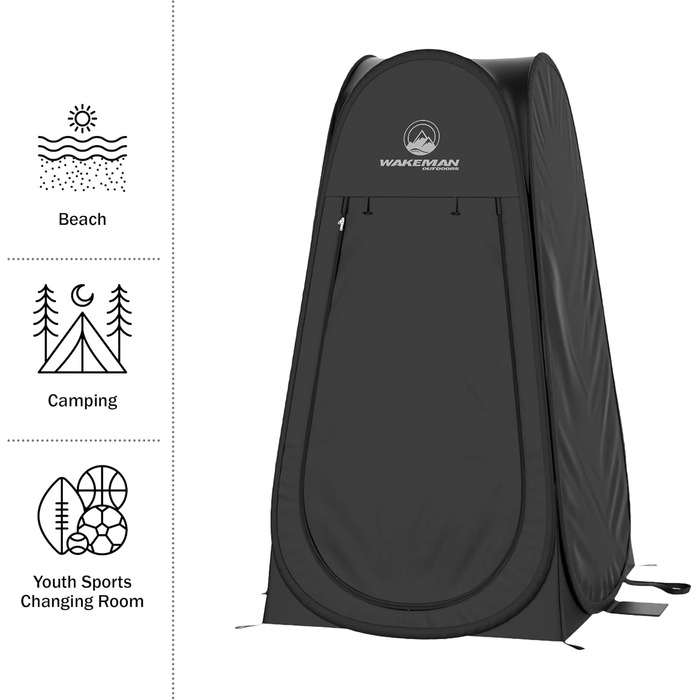 Намет-розкладачка для душу та переодягання Wakeman Outdoors Schwarz - портативний захист від дощу та сонця