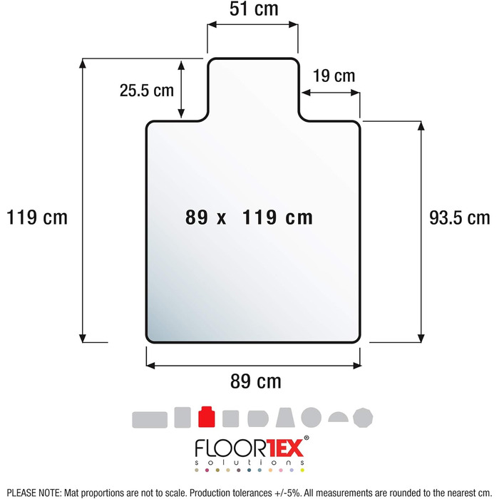 Килимок для захисту підлоги Floortex, дуже прозорий, (119 x 89 см, прямокутний з виступом)