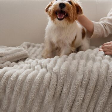 BEDSURE Плед-декор для дому - теплий вовняний та флісовий плед, ковдра на диван, великий м'який плед для вітальні, бежевий, 150 x 200 см