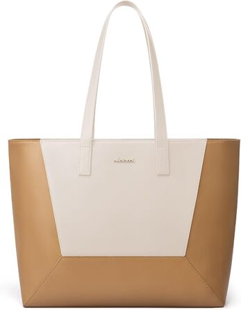 LOVEVOOK Сумка-шоппер з натуральної шкіри, велика, на плечі, для жінок, коричнева (бежево-коричнева, M)