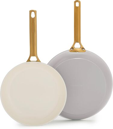 Набір сковорідок GreenPan з антипригарним покриттям, 25.4 см та 30.5 см, кераміка, нержавіюча сталь, NSF-сертифіковані, без PFAS, для плити та духовки, моховий зелений