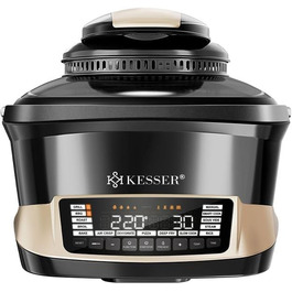 Мультиварка KESSER® 8 л з фритюрницею, 16 програм, для приготування на грилі, випікання, тушкування, варіння на пару, функція підігріву та приготування рису, повільне приготування, йогурт (Champagne)
