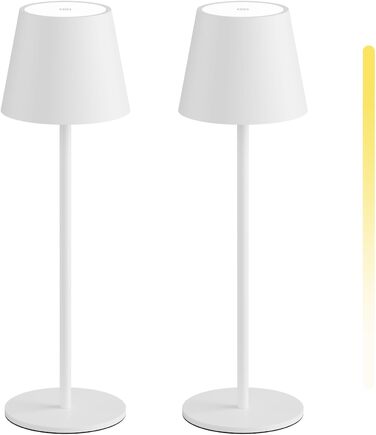 LED-лампа K-Bright 2 шт. з регулюванням яскравості, акумуляторна, бездротова, перезаряджувана, 3000K/4000K/6000K, три колірні температури, USB-C, IP54, вологостійка, білий колір
