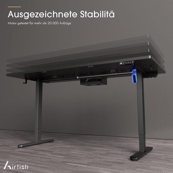 Електричний регульований стіл Airfish 140x70 см з бездроговою зарядкою, пам'ятью та нагадуванням про відпочинок, білий. Також доступний розмір 180x80 см, чорний