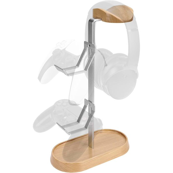 Підставка для навушників та геймпадів GEEKRIA 2-в-1 з дерева та алюмінію, сумісна з PS5/PS4, Xbox One, Nintendo Switch, Sennheiser, Bose, Beats, Razer, HyperX, Sony