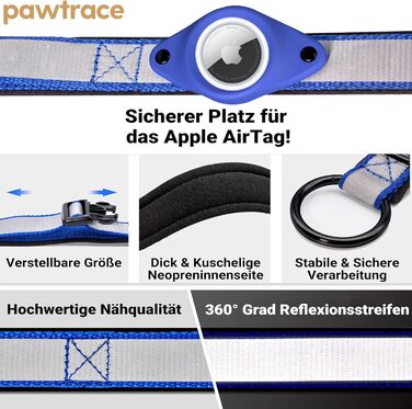 Нашийник для собак PawTrace AirTag GPS S 25-40 см синій