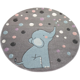 Дитячий килимок Elephant Dots Мильні бульбашки сірий/синій 120x170 см (120 см Круглий)