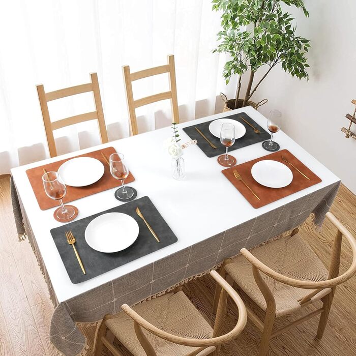 Набори серветок Pixieora: миючі, з підставки для тарілок, штучна шкіра, двосторонні, протиковзні, 6 шт. (сірий, коричневий)