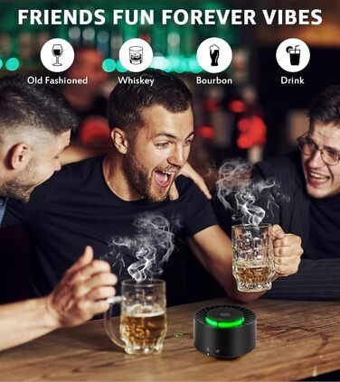 Електричний набір для копчення віскі з LED-підсвічуванням, 6 ароматів деревини, без бутану, перезаряджається, вінтажний, барний аксесуар, подарунок для чоловіків, батька, чоловіка