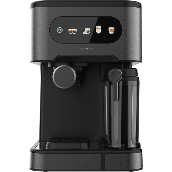 Кавомашина Cecotec Halbautomatische Express-Kaffeemaschine Power Espresso 20 ColdBrew Latte: 1350 Вт, 20 бар, холодний/теплий/гарячий, сенсорний екран, 1.5 л резервуар для води, 500 мл молока, підігрівач чашок, подвійний портафільтр