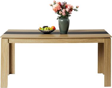 Обідній стіл FURNITABLE, 120x70x75 см, дуб та білий колір, для кухні, мінімалістичний дизайн, на 4 особи