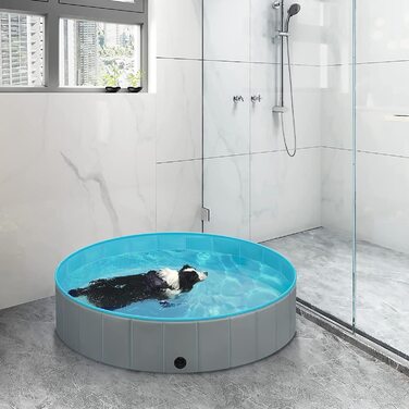Басейн для собак eugad для великих собак, складаний дитячий басейн для дітей, сірий 120x30 см (160x30 см (1 упаковка), світло-сірий)
