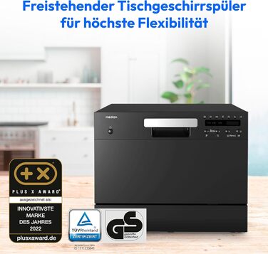 MEDION Посудомийна машина DWT60 (6 комплектів, 7 програм, ECO, AquaStop, LED дисплей, захист від дітей), чорна