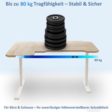 Електричний кутовий стіл з регулюванням висоти 150 см, L-подібний, з 4-ма пам'ятями, світлий дуб, для дому та офісу