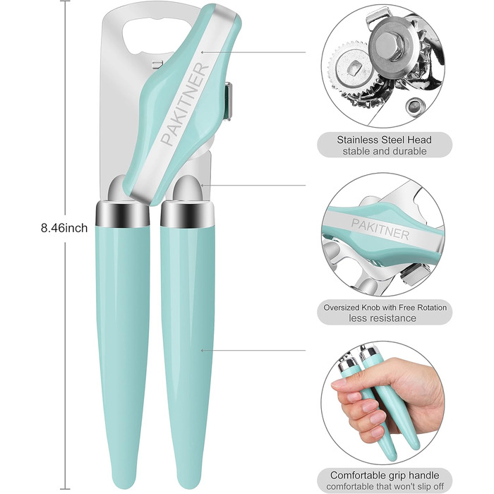 Ручний відкривач консерв з магнітом, з нержавіючої сталі, з відкривачем пляшок Aqua Sky