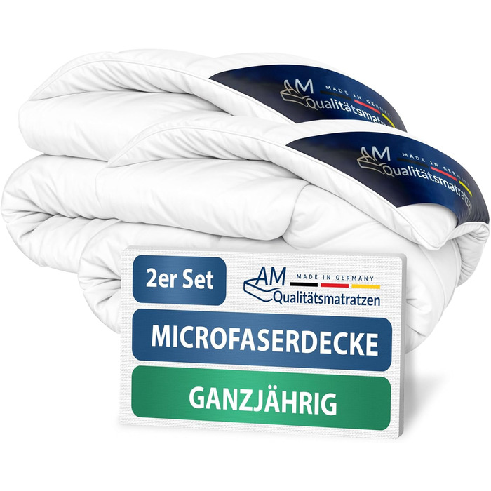 DormiGood Преміум ковдра з мікрофібри на весь рік 140x200 - Made in Germany - Ковдра для алергіків 140x200 з наповнювачем Sensofill - Ковдра з сертифікацією Oeko TEX 140x200 см з бавовняним покриттям (2 шт., 140x200 см)