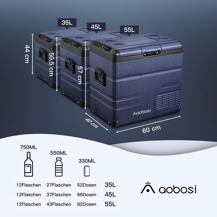 Автохолодильник AAOBOSI 72L з Wi-Fi, USB, 12/24/240V, до -20°C для авто, кемпінгу та подорожей