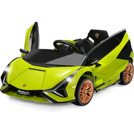 Дитячий електромобіль Lamborghini 12V з пультом, ременем безпеки, світлом, музикою та сигналом, електрокар для дітей від 3 років, зелений