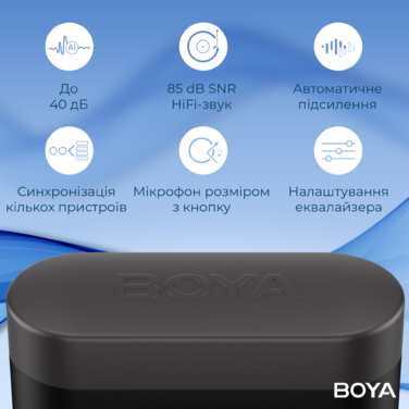 Бездротовий мікрофон BOYA LINK 3-02 Type-C/TRS Black
