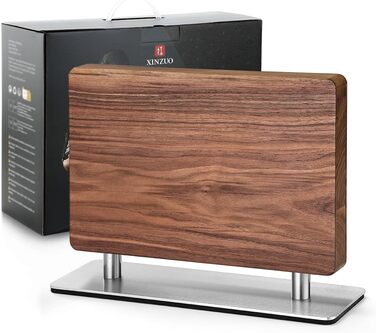 Блок для ножів XINZUO з волоського горіха, магнітний, двосторонній - тримач для ножів без ножів, для кухні, легко миється, з подарунковою коробкою