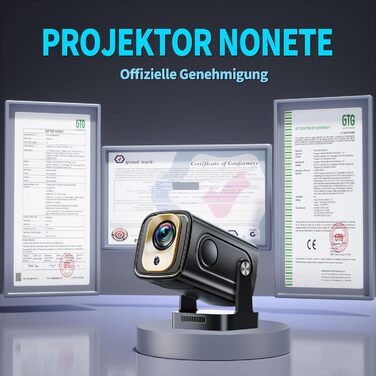 Портативний проєктор Mini Beamer 4K Full HD 1080P з WiFi 6, Bluetooth 5.2 та автоматичною корекцією трапецеїдальних спотворень. Підтримка HDMI, TV Stick, Memory Stick, Laptop. Білий (NT10-Black)