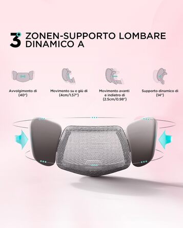 Офісне крісло Hbada E3 Pro, ергономічне, з 3-зонною динамічною поперековою підтримкою, 4D регульованим підголівником, 3D регульованими підлокітниками, підставкою для ніг, рожеве