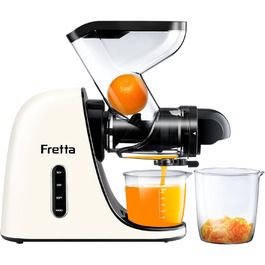 Фрета Slow Juicer: Електрична холодний відцентровий соковитискач для овочів та фруктів, 200W, 76 мм, легке очищення (кремовий)