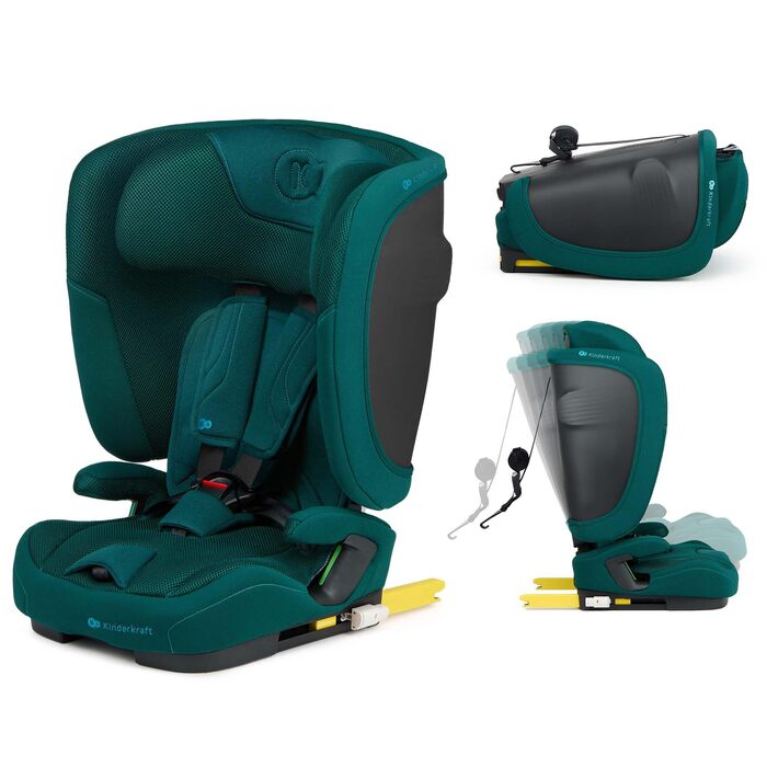Автокрісло Kinderkraft FIX2GO i-Size 76-150 см (15 міс - 12 років), ISOFIX, Top Tether, SPS+, H-GUARD+, сіре (Green)