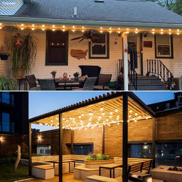 LED гірлянда для вулиці 45,7 м з пультом, 75 LED, тепле світло, IP45, для саду, балкону, тераси, кемпінгу та вечірок (220V)