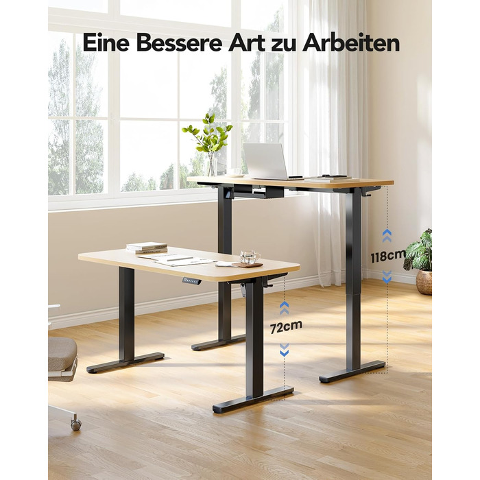 Регульований стіл-рама HUANUO з безщітковим мотором, вантажопідйомність 100 кг, для стільниць 110x200 см, чорний