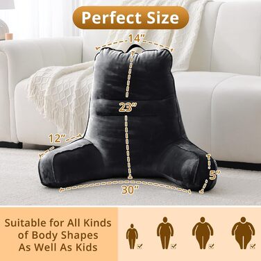 М'яке спинне крісло-подушка Sasttie для ліжка, рожеве, з кишенями та підлокітниками