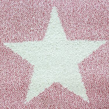 Дитячий килим з коротким ворсом Серце Зірка Хмара Дизайн плитки Дитяча кімната Ігрова кімната 11 мм Висота ворсу М'яка прямокутна кругла доріжка Розмір (120 х 170 см, рожевий)