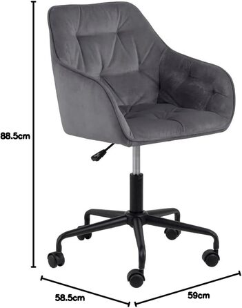 Крісло для офісу Bentley від AC Design - крісло для роботи, зелено-чорне, з м'якою оббивкою з велюру, розмір 88,5 x 59 x 58,5 см