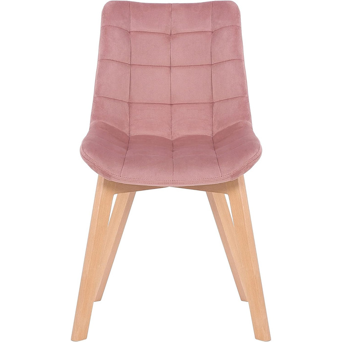Набір з 2 стільців для обідньої зони Passaic, м'яке оксамитове сидіння, ергономічний дизайн, захист для підлоги, до 150 кг, рожевий колір