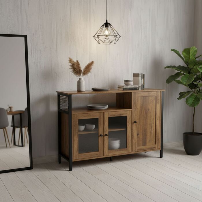 Кухонна шафка Relaxdays з скляними дверцятами