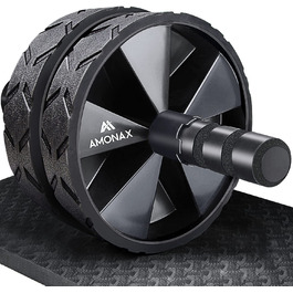 Роликовий тренажер Amonax, роликовий тренажер для преса, колісний тренажер для преса, з нековзним, включаючи килимок для колін з хорошою підкладкою, для чоловіків і жінок, для тренування м'язів живота