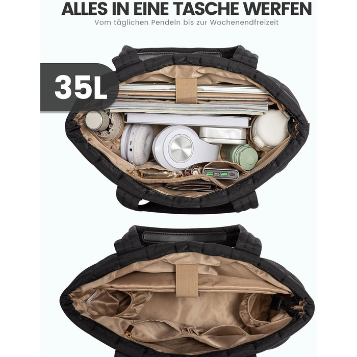 Сумка для ноутбука LOVEVOOK для жінок, 17 дюймів, чорна: робоча сумка, шопер, сумка для навчання, портфель, для офісу